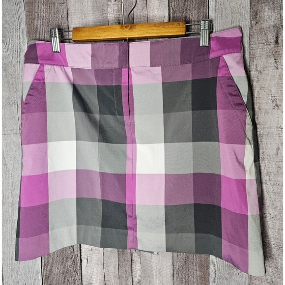 IZOD Golf Skort Plaid Shorts Skirt Lavender Pink Gray women's size 10 - Picture 1 of 6